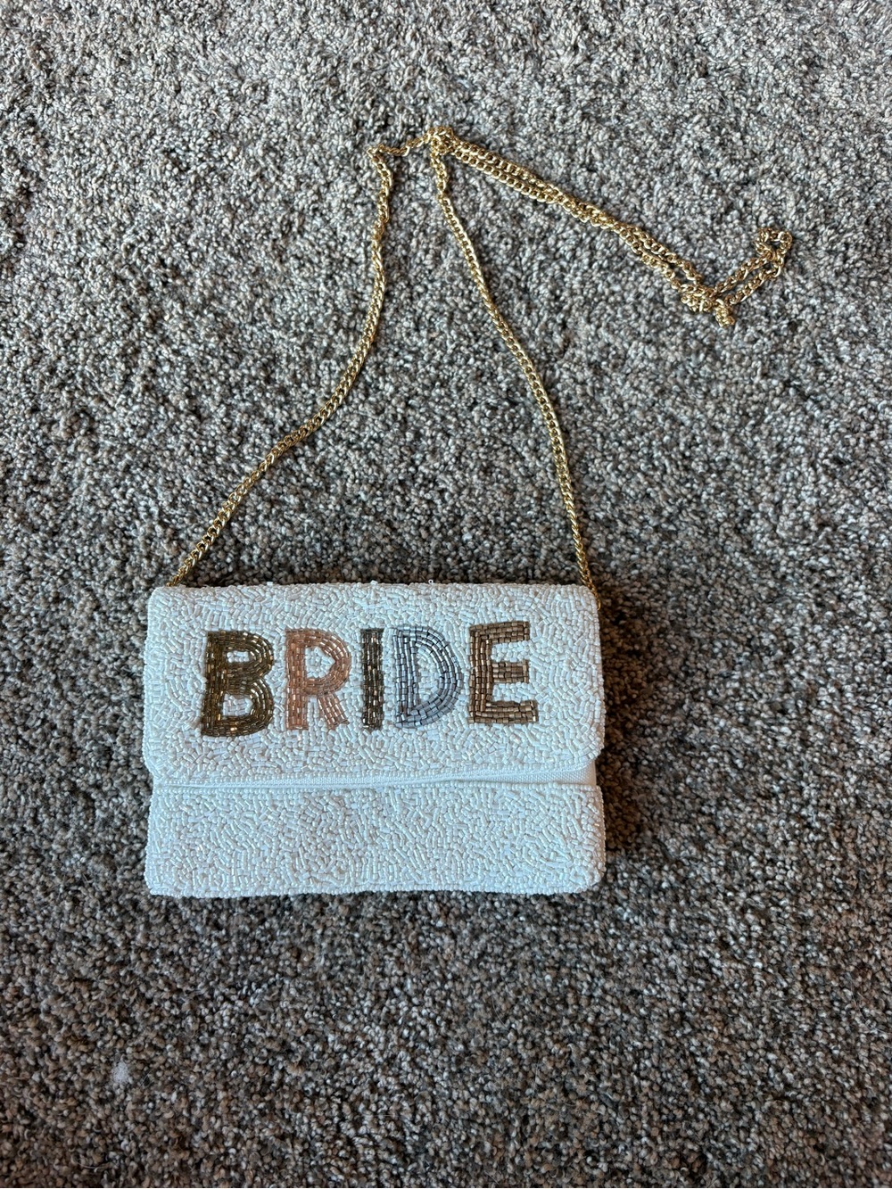 BRIDE Beaded Crossbody Bag with Gold Chain